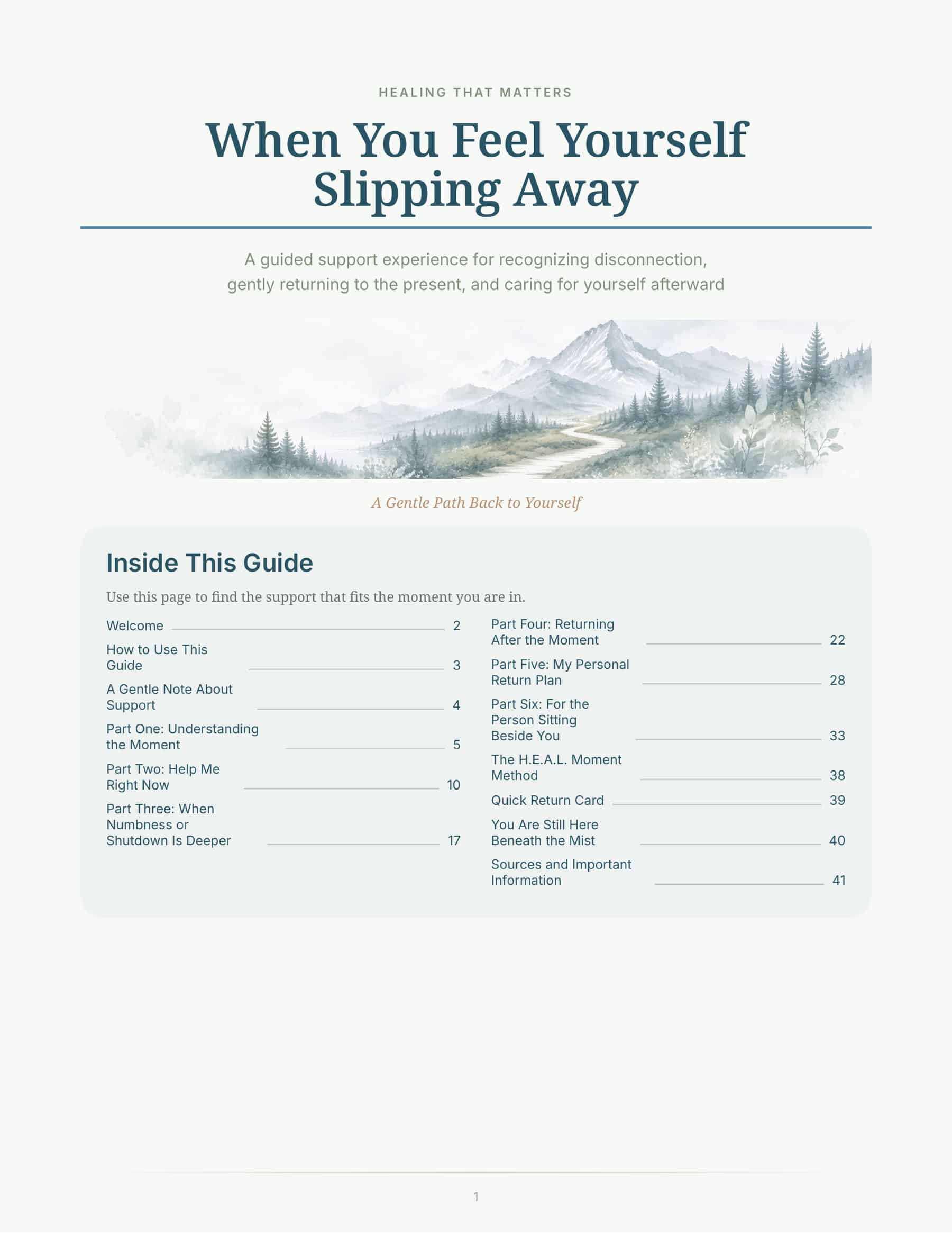 When You Feel Yourself Slipping Away guide
